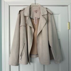 Philosophy Light Beige Faux Suede  Jacket